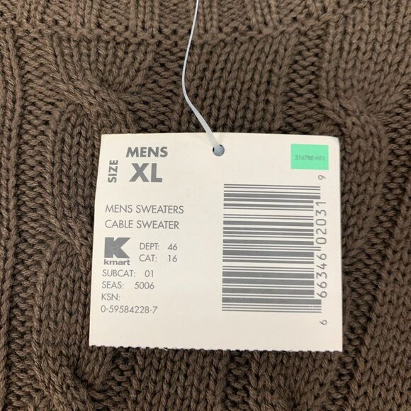 Vintage Basic Editions Sweater Mens XL Extra Large Crew Neck Cable Knit Ribbed - Picture 6 of 13